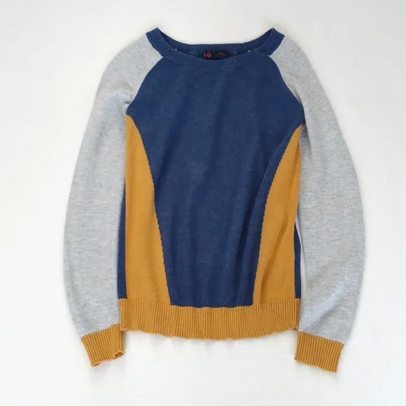 Color Block Sweater Blue And Yellow Sweater Tiny Cottons Fuji
